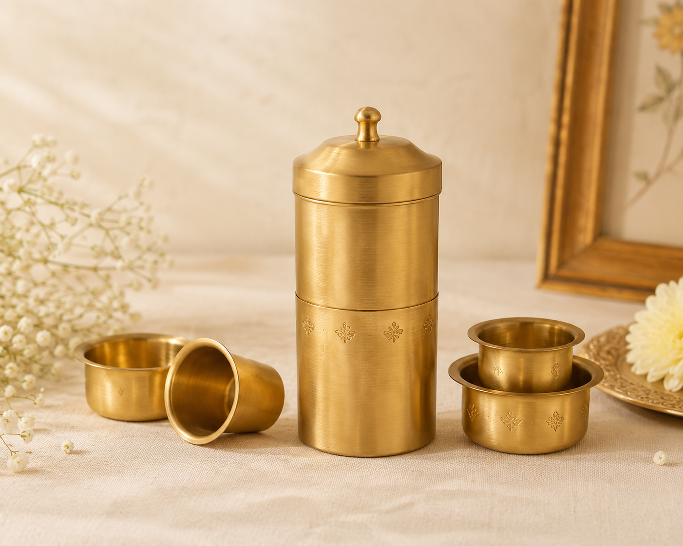 Copper South Indian Coffee Filter Set