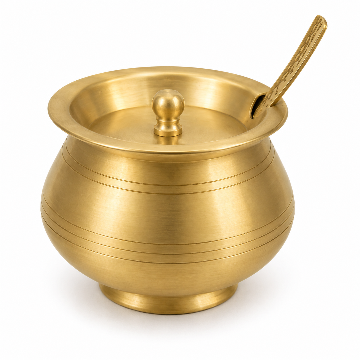 Brass Condiment Pot with Spoon